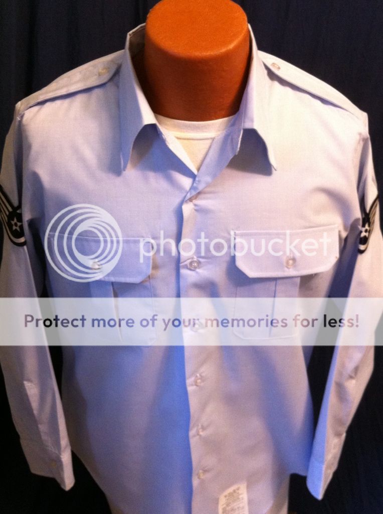 US AIR FORCE USAF SHIRT MENS LONG SLEEVE UNIFORM SERVICE DRESS BLUE 15.