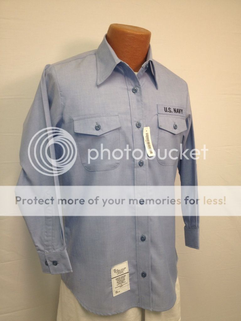 SHIRT USN NAVY UTILITY WORK LIGHT BLUE WOMENS LONG SLEEVE POLY COTTON